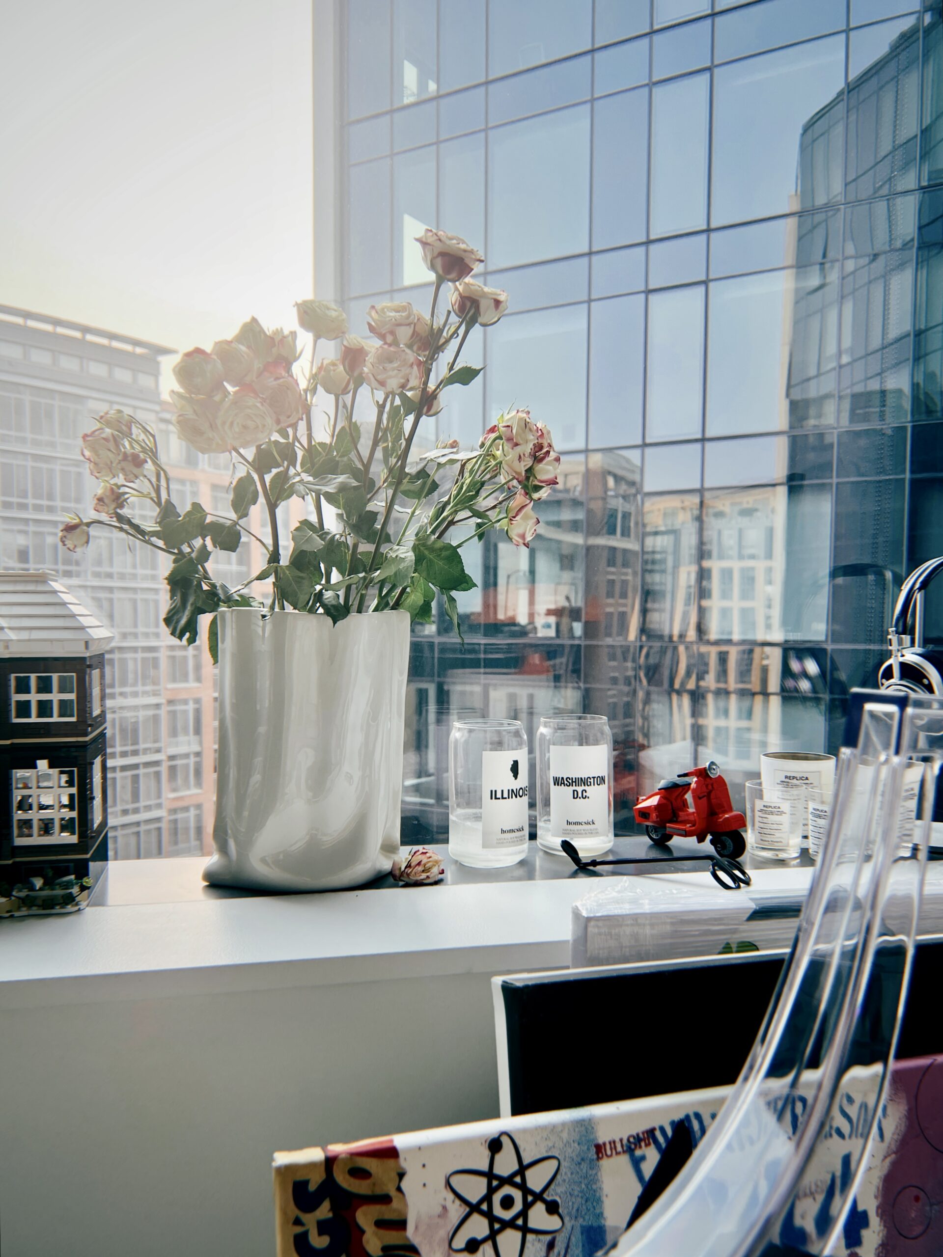 Roses by the window in Washington D.C.