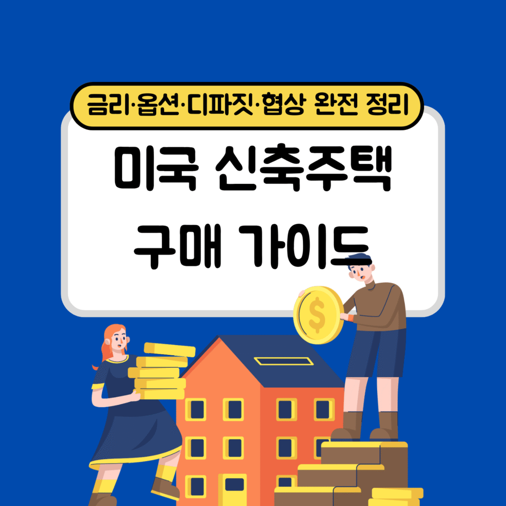 미국 신축주택 구매 가이드 썸네일 이미지 | 금리 인센티브, 옵션, 디파짓, 협상 전략 등 New Construction 핵심 정보를 정리한 표지 이미지